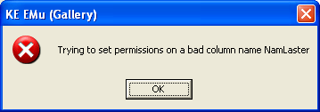 Permissions error message